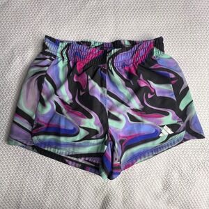 Adidas Kids Athletic Shorts Girls Size M 10/12 Multicolor Swirl Print Pull On‎